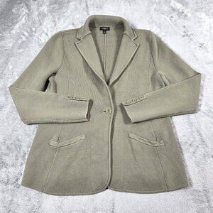 Talbots Cardigan Womens Small P Petite Green Knit Blazer Jacket Career Office